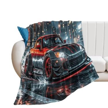 Imagem de HouLaiZhe Cobertor Super Macio Flanela Chuva Noite Drift S2000 JDM Carro Fresco Leve Cobertores de Refrigeração para Sofá-Cama Cadeira Sofá Carro Viagem ao Ar Livre Leve Quente 152 cm x 203 cm