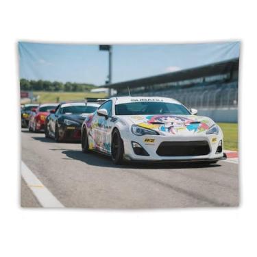 Imagem de HouLaiZhe JDM Tapeçaria de carro Jdm Car Brz pista de corrida anime grafite pendurar na parede quarto decoração de casa tapeçarias estética piquenique decoração de parede arte de parede para