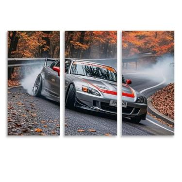 Imagem de HouLaiZhe Pôster de carro à deriva JDM S2000 arte de parede em tela para sala de estar quarto decoração de casa escritório pintura pôsteres (30 x 60 cm) × 3)