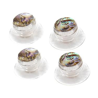 Imagem de JunZheHub Conjunto de 4 Botões para Guitarra Elétrica - Potenciômetro Rotativo de Volume E Tom - Estilo Chapéu em - Material PP - Ideal para Profissiona, Letras Brancas Nítidas