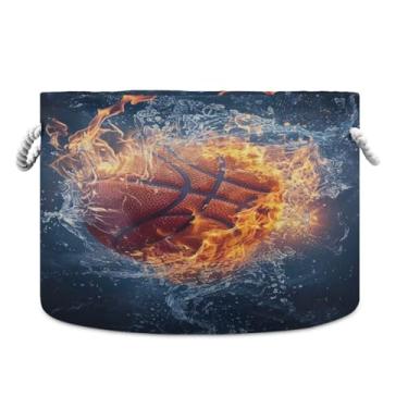 Imagem de YETTASBIN Cesta de corda de algodão de basquete grande redonda para bebês cesto de armazenamento de livros para quarto, banheiro, berçário, decoração de casa, 50 x 35 cm