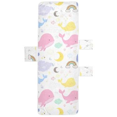 Imagem de Burbuja Baleias de desenho animado em pastel toalha de cadeira de praia com bolsos, capa de cadeira macia e absorvente toalha de piscina de microfibra de secagem rápida para praia banho de sol jardim