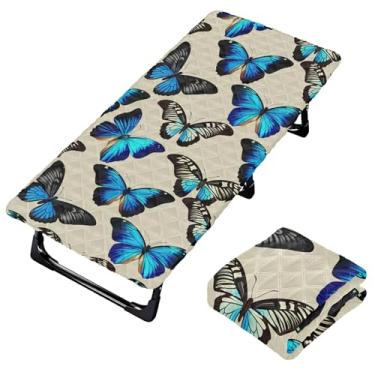 Imagem de Burbuja Lençol de berço de borboletas para crianças, lençol de cochilo acolchoado portátil com faixa elástica para meninas e meninos, lavável na máquina, 63,5 x 127 cm