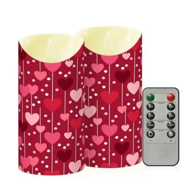 Imagem de Wassud Pacote com 2 velas de coração sem chama com controle remoto, velas realistas cintilantes com temporizador, velas decorativas para Natal, casamento, festa, decoração de casa média