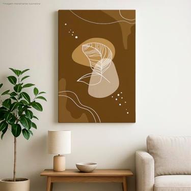 Imagem de Quadro Decorativo Abstrato em Marrom, Arte Moderna para Parede, 60x40 cm, Estilo Minimalista com Folhagem