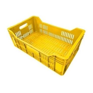 Imagem de Kit 3 Caixa Plástica Empilhável Hortifruti Agrícola Organizadora Resistente Frutas Verduras Multiuso(Amarela)