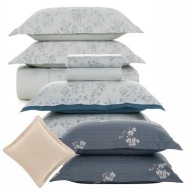 Imagem de Kit Colcha + Jogo de Lençol Queen 10 Pçs, 100% Algodão Egípcio, 300 Fios (Ellie)