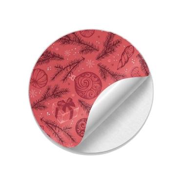 Imagem de Adesivos Natalinos Redondos 25 Unidades com Padrão Festivo - Tamanho 85x85cm