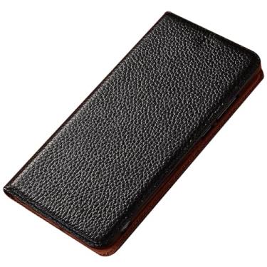 Imagem de LTLMYDAM Capa de couro genuíno para Xiaomi 17 Pro Max/17 Pro/17, carteira de textura de lichia, capa feita à mão, proteção total, à prova de choque, preta, 17 Pro