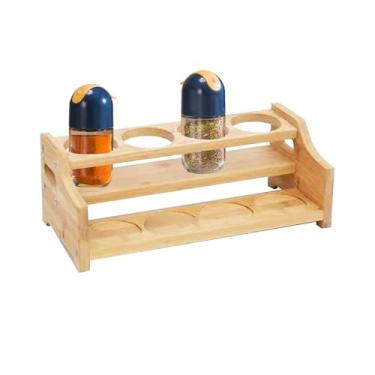 Imagem de Organizador De Temperos Para Armário | Cozinha Armazenamento Em Com Dois Níveis | Prateleira Para Garrafas Azeite E Frascos Em Armário | Para Especiarias Molhos Azeite Vinho Copos Cozinha Sala