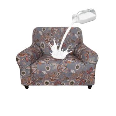 Imagem de ALIECOM Capa de poltrona 100% à prova d'água para sala de estar, compatível com animais de estimação, capa lavável de sofá para cães, protetor de móveis (cinza boho, pequeno-GG)