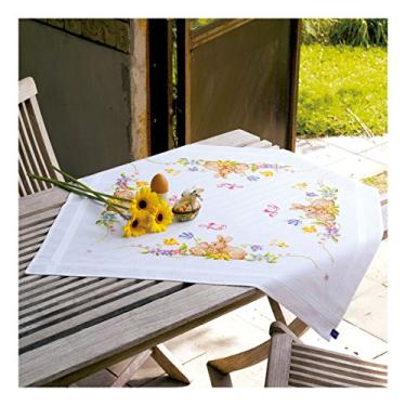 Imagem de Vervaco Kit de bordado de costura para toalha de mesa, coelhos, estampado, faça você mesmo