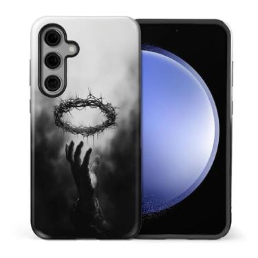 Imagem de WANKBLC Capa fosca compatível com Samsung Galaxy S25 FE para meninas e meninos, design de corpo inteiro, silicone macio, proteção contra arranhões, padrão maluco, preto, cinza, fumaça, mão, coroa