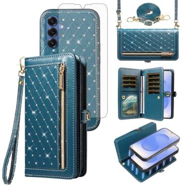 Imagem de Capa de celular para Samsung Galaxy S25 Plus S25+ 5G Carteira magnética destacável com protetor de tela, alça transversal com cordão, compartimentos para cartão de crédito S25Plus 25S + mulheres