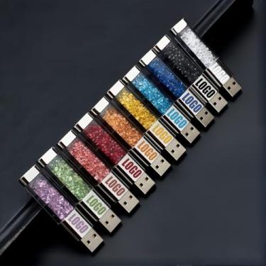 Imagem de Pen drive USB de cristal personalizado, pen drive personalizado em massa para negócios e eventos, pen drive personalizado com embalagem opcional para presentes corporativos, brindes promocionais