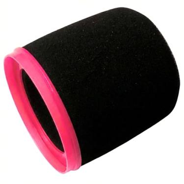 Imagem de RhymKawa Filtro pop preto compatível com microfone Shure MV7 MV7+ MV7X – Substituição de para-brisas de espuma de alta densidade com lindo anel de retenção rosa para configuração de mesa de streamer