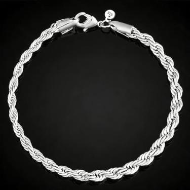 Imagem de Corrente de elos cubanos hip hop - pulseira banhada a prata brilhante para homens e mulheres