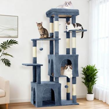 Imagem de Garvee Árvore para gatos de vários níveis de 155 cm para gatos internos, torre resistente para gatos adultos grandes e Maine Coon com poleiro extragrande, 2 apartamentos espaçosos, arranhadores de
