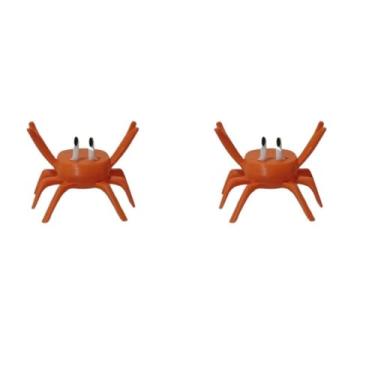 Imagem de Suporte de Talheres Forma Caranguejo Divertido, Funcional, Organizador para Mesa Cozinha e Jantar Ideal para Famílias(Kit 2 Laranja)