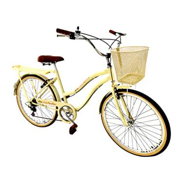 Imagem de Bicicleta Aro 26 Retrô Vintage Feminina Cesta Bege Vermelho