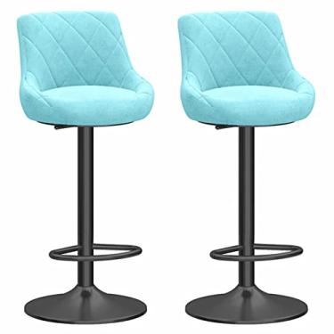 Imagem de Bancos de bar altos, bancos de bar giratórios, bancos de bar, conjunto de 2 cadeiras de bar, altura ajustável 56-32 cm, com encosto, com apoio para os pés, adequado para ilha de balcão, cozinha, preto