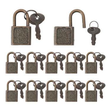 Imagem de bociloy 12 peças mini cadeado de metal diário com chaves, pequeno e fofo cadeado de bagagem pequena mochila de segurança para caixa de joias, mala escolar, decoração de viagem, bronze