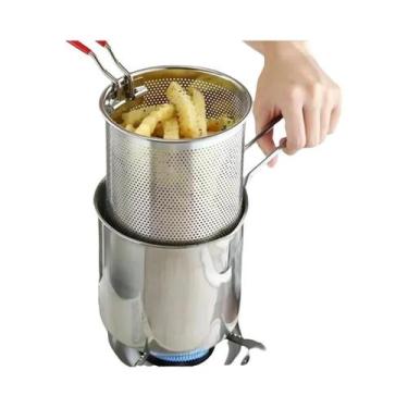 Imagem de Fritadeira De Aço Inoxidável Com Tela Filtrante Para Batatas Fritas E 