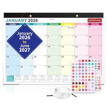 Imagem de Calendário de mesa 2023, 18 meses - janeiro de 2023 a junho de 2024, 43 x 30 cm, calendário de mesa colorido com lista de tarefas, papel grosso com protetores de canto, perfeito para planejar e organizar sua casa ou escritório