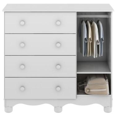 Imagem de Quarto de Bebê com Guarda Roupa 3 Portas, Berço Americano e Cômoda Móveis Peroba Branco