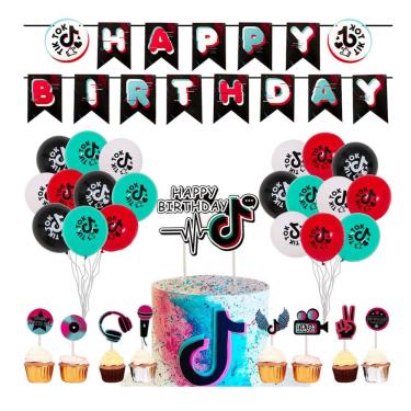 Imagem de Kit de balões de aniversário Feliz Aniversário 24 unidades Tik To Party