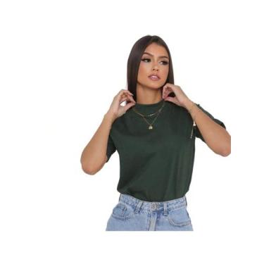 Imagem de Blusa Manga Curta Gola Alta Malha Ribana Canelada Feminina Básica Eleg