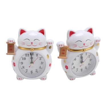 Imagem de Despertador de Gato Relógio Mesa Plástico com Desenho Animado Bonito e Marcação Hora Precisa Decorativo para Lar Escritório Boa Sorte Presente Versáti
