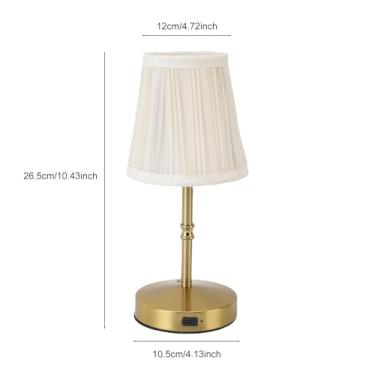 Imagem de Abajur de mesa vintage em tecido abajur LED sem fio com controle de toque Luz noturna de cabeceira regulável com temperatura de 3 cores tipo C recarregável para iluminação e