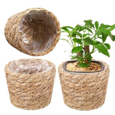 Imagem de Cesto de Plantas - 3 Peças de Acessórios de Jardinagem com Revestimento Impermeável | Cesto de Flores Tecido,para Exterior Exposição Plantio de Árvores Peça Central Chão Mesas Prateleiras