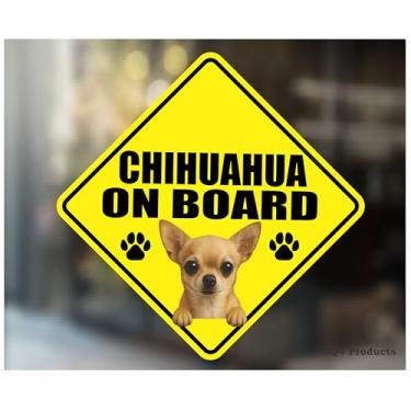 Imagem de Adesivo Chihuahua on Board Decalque [Feito nos EUA - 12,7 cm x 12,7 cm] Chihuahua Dog Puppy Adesivo para janela de carro ou para-choque
