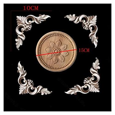 Imagem de 1. 5 CM Entrada de apliques de madeira maciça no centro de mobiliário doméstico, artesanato applique, leito de mobília sem pintura guarnição de madeira decorativa(1PCS)