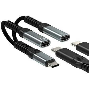 Imagem de Adaptador divisor USB C (2 em 1) para iPhone 17 16 15 Pro Max carregador tipo C, conector de áudio, dongle, cabo auxiliar de carregamento para Apple Fast Multi Port Fone de ouvido automotivo com fio