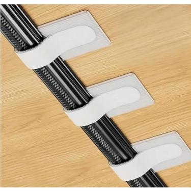 Imagem de Pacote com 20 clipes de cabo adesivos, organizador de cabos de nylon reutilizável para gerenciamento de cabos de casa, escritório e mesa (branco)