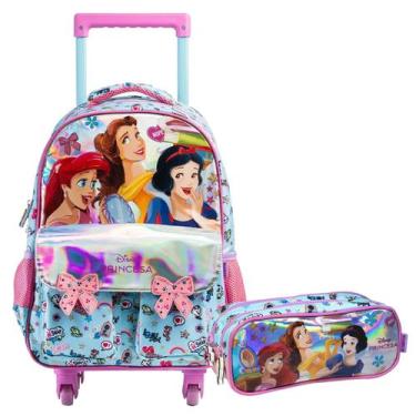 Imagem de Mochila Rodinha Princesas Disney Estojo Triplo Escola Xeryus