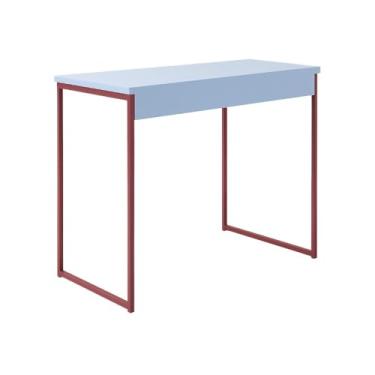 Imagem de Mesa para home office Escrivaninha Industrial Quarto Notebook Escritorio Computador para estudos(Branco/Rose)