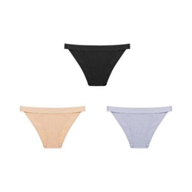 Imagem de Conjunto De 3 Calcinhas De Algodão Com Cintura Baixa Para Mulheres, Co
