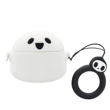 Imagem de Capa MC Fashion para AirPods 3, capa de silicone à prova de choque com cordão de caveira e anel compatível com AirPods 3 (branca)