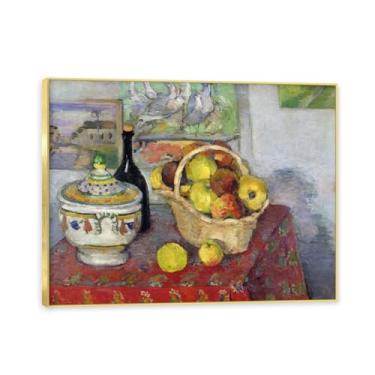 Imagem de NHLDZYH Moldura dourada. Tela de frutas botânicas vintage, impressão de estilo de pintura a óleo vintage, decoração de jantar country de fazenda, pronta para pendurar. B02. 80 x 105 cm