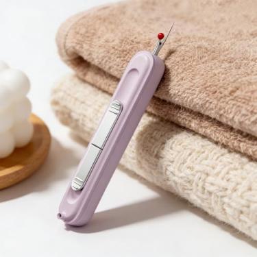 Imagem de Passador de agulha 2 em 1 e estripador de costura, ferramenta de costura multifuncional para costura manual, bordado e remoção rápida de pontos (roxo)