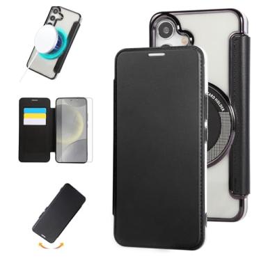 Imagem de Capa de celular para Samsung Galaxy S24 Plus/S25 Plus S24+ S25+ 5G Capa carteira celular com protetor de tela magnético MagSafe RFID Flip Card Holder S24Plus 24S + S 24 24+ S25Plus 25S 25+ SM-S936U