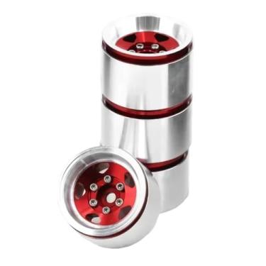 Imagem de MYHWDRNU Peças de carro RC compatíveis com Axial para SCX24 para TRX4M 1/18 1/24 RC Crawler Car Upgrade Parts 4pcs Roda Rim Deep Dish Stamped Steel Hub (Vermelho)