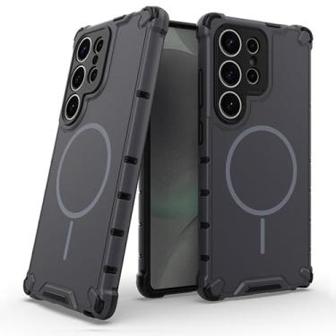 Imagem de POYUFRG Capa magnética para Samsung Galaxy S26 Ultra/S26 Plus/S26, capa de telefone fina fosca à prova de choque, capa de proteção de lente com tudo incluído, cinza, S26 Plus