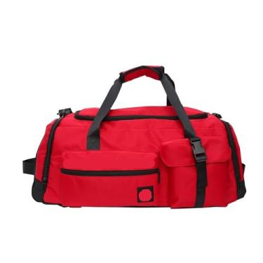 Imagem de Nova mochila de viagem multiuso bolsa de bagagem masculina grande capacidade bolsa de ginástica masculina separação seca molhada mochila esportiva, Vermelho, One Size