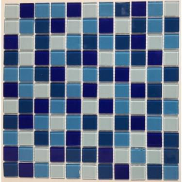 Imagem de Kit 1m² Pastilha de Vidro Cristal 30cm X 30cm Azul Escuro