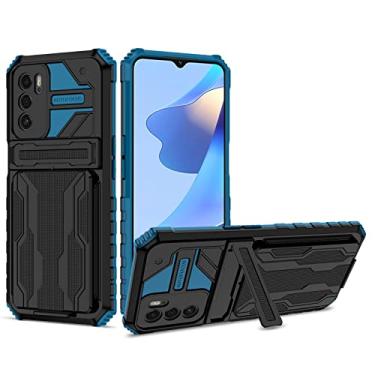 Imagem de Bohefo Capa para Oppo A16 Capa/Oppo A16S/Oppo A54S 4G CPH2269 Capa com carteira removível para cartão, suporte integrado à prova de choque, capa protetora para celular para Oppo A16 azul